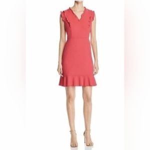 GUC Karl Lagerfeld coral ruffle detail dress size 12